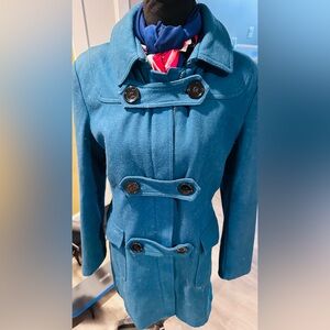 Tommy Hilfiger Teal Double-Breasted Trench Coat
